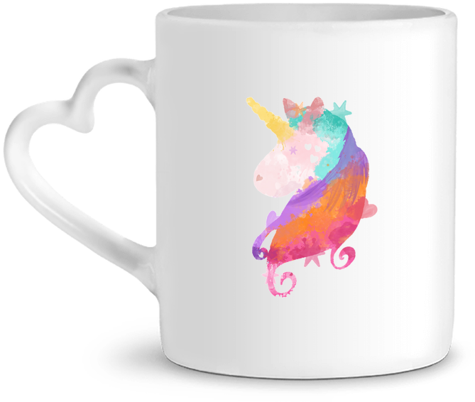 Mug Heart Watercolor Unicorn By Pinkglitter - Mug (690x850), Png Download