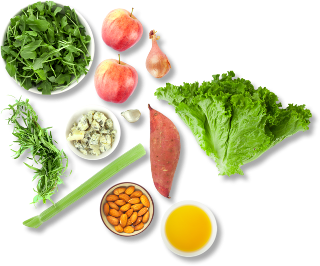 Chopped Salad With Apples, Sweet Potato, Blue Cheese - Apple (700x626), Png Download