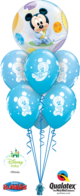 Pale Blue Baby Mickey - 22 Bubble Baby Mickey Mouse Balloon (271x659), Png Download