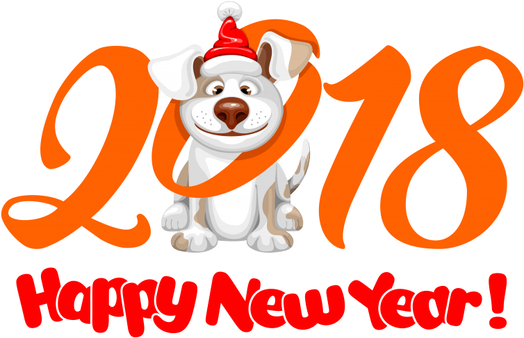 Free Png 2018 Png Cartoon Dog Png Images Transparent - Happy New Year 2018 Dog (851x601), Png Download