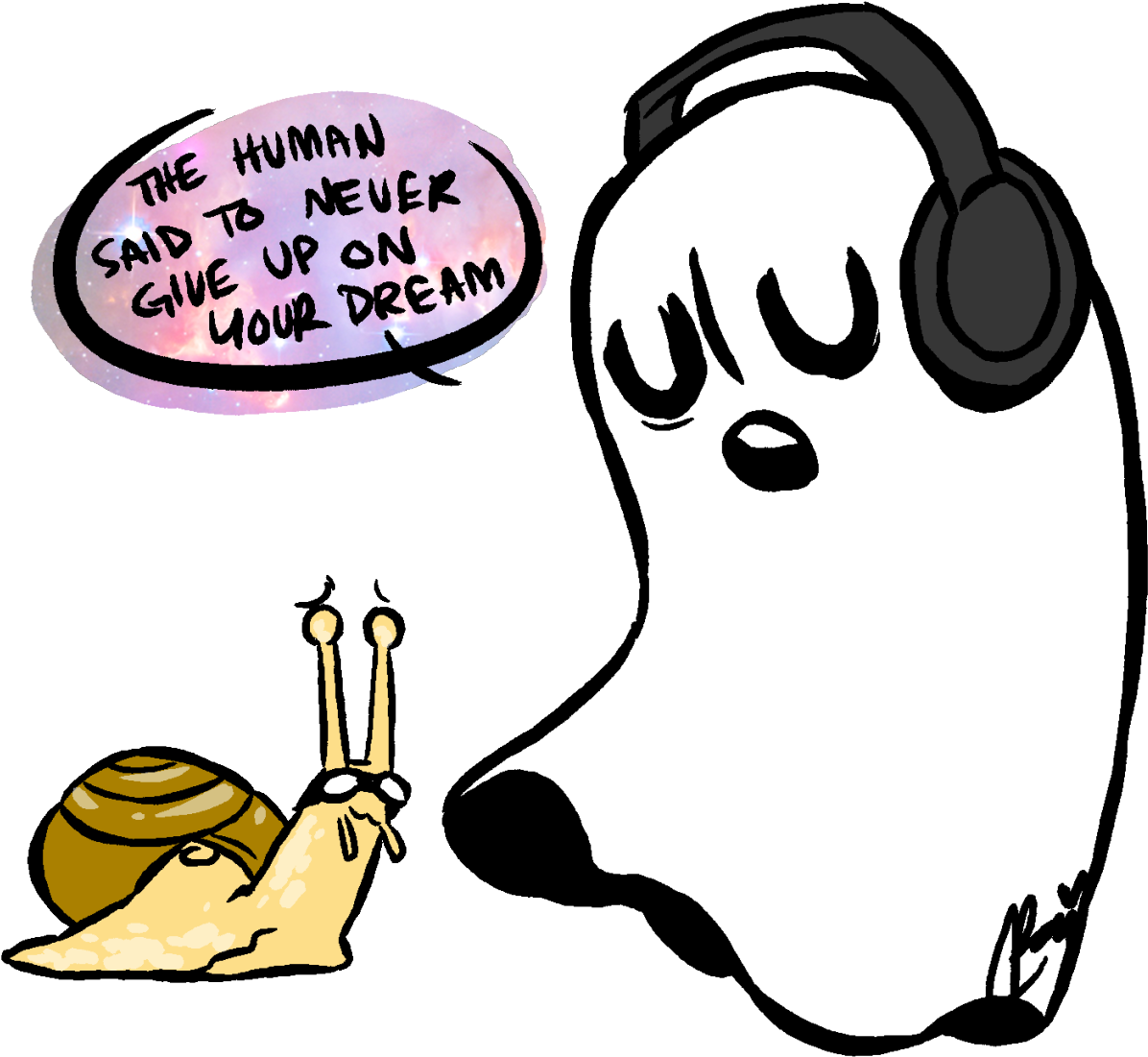 Banner Black And White Library V Video Games Thread - Napstablook And Snail (1280x1188), Png Download