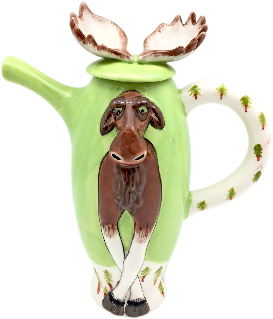 Tall Moose Ceramic Teapot - Moose (940x1100), Png Download