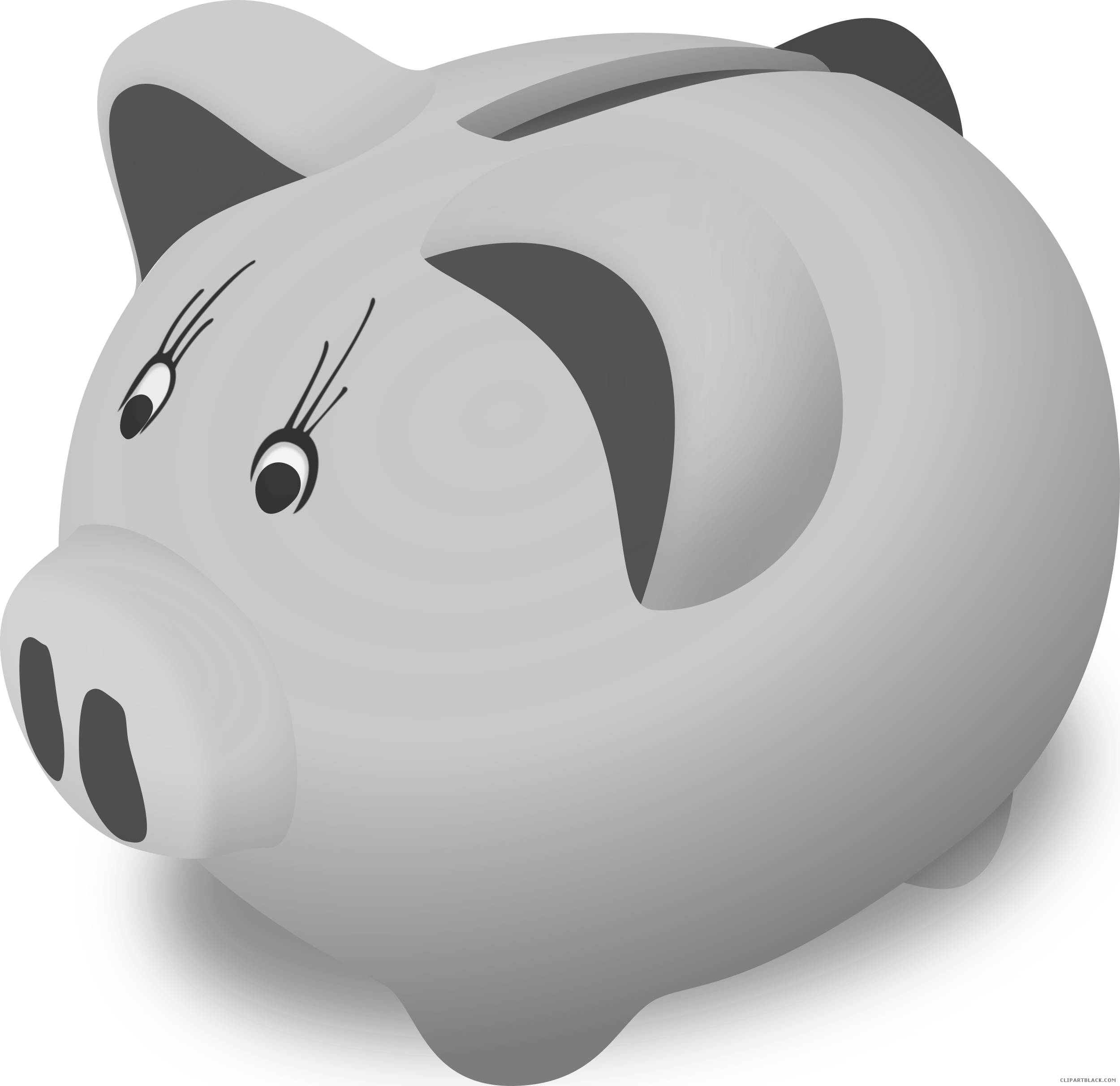 Piggy Bank Animal Free Black White Clipart Images Clipartblack - Piggy Bank Clip Art (2500x2424), Png Download
