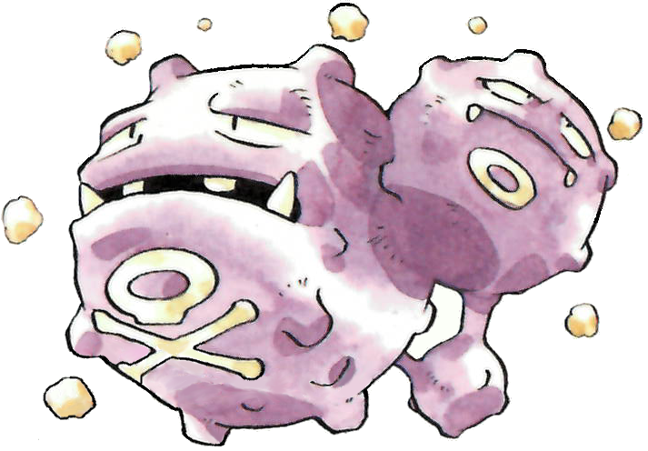 Weezing Pokemon Red And Green Official Game Art Render - Pokemon Weezing (713x496), Png Download