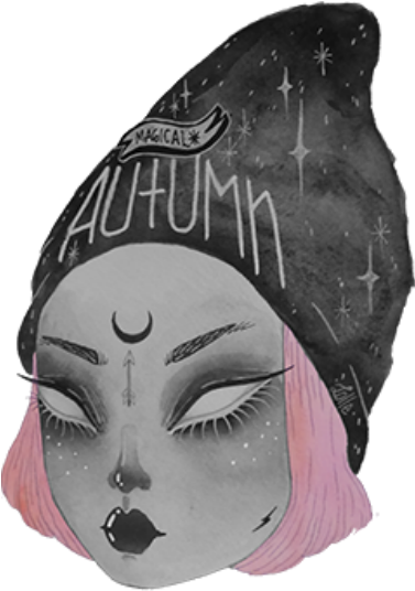 Yami Nemuri Creepy Girl Face - Magical Ϟ Autumn Art Print - Mini By Loll3 (600x789), Png Download