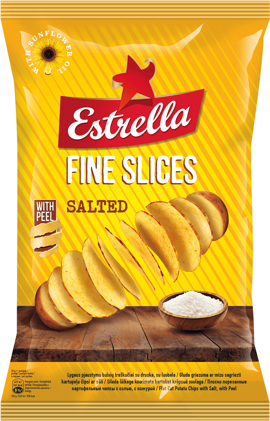 Estrella Fine Slices Salted - Estrella Chips (1116x1637), Png Download