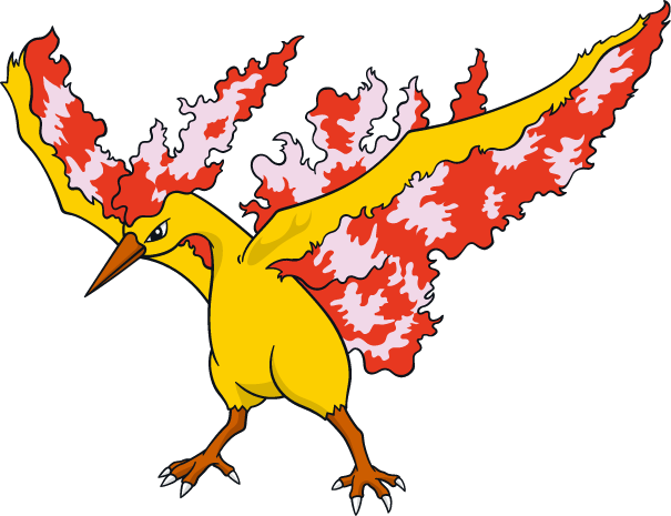 Moltres - Pokemon Legendary Birds Moltres (605x465), Png Download