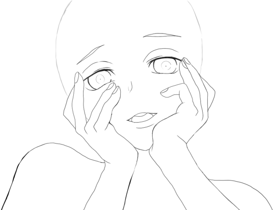 Line Art Face Hair Woman White Nose Black Facial Expression - Line Art (600x413), Png Download