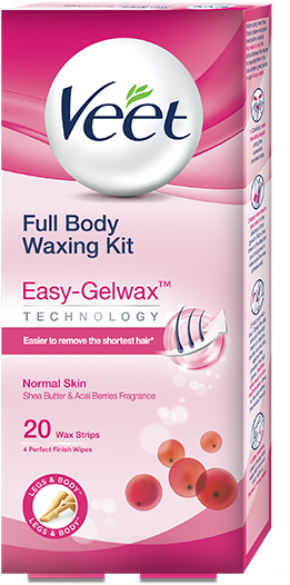 Full Body Waxing Kit - Sensitive Veet Wax Strips (260x542), Png Download
