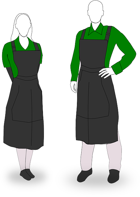 Apron, Bar, Cafe, Waiter, Waitress, Man, Woman, Work - ผ้า กัน เปื้อน เวก เตอร์ (469x640), Png Download