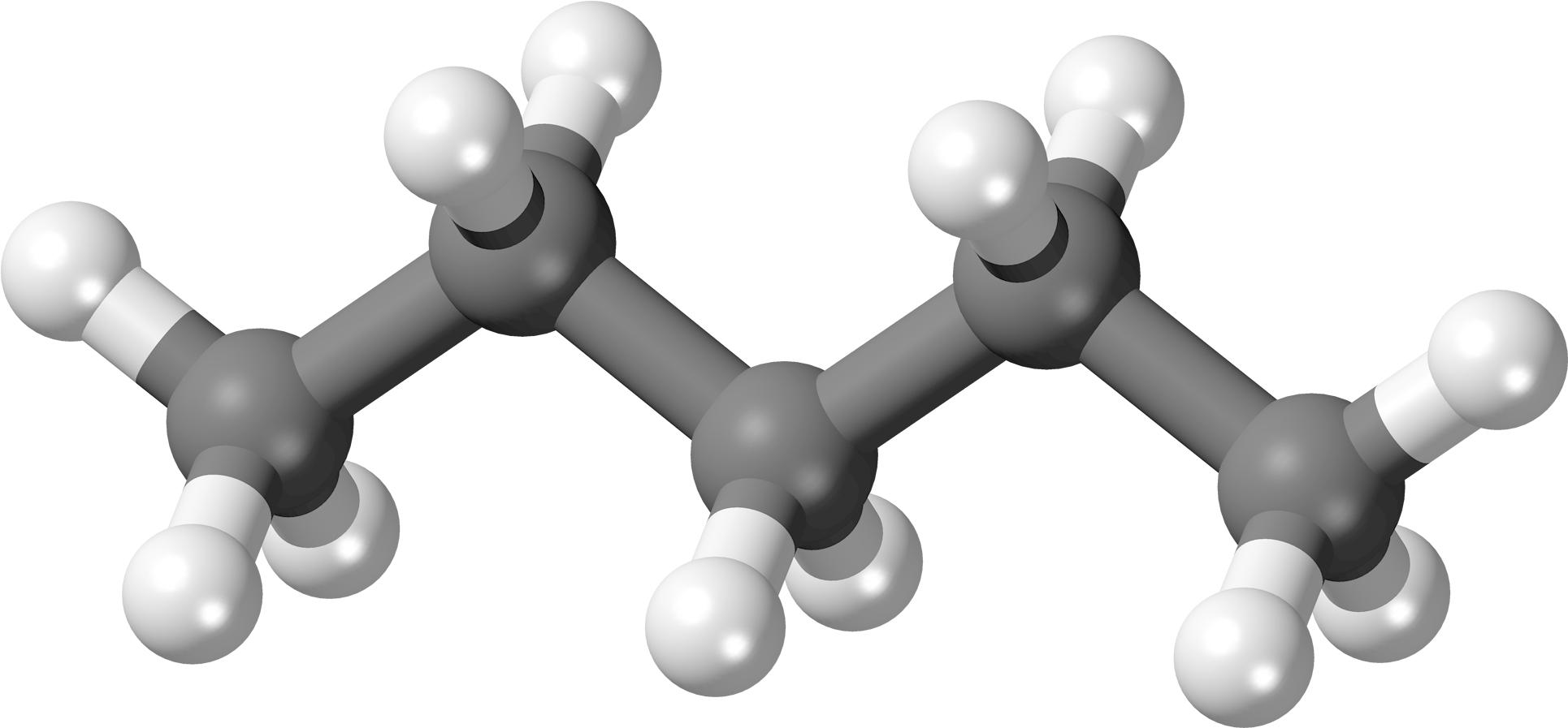 Pentane 3d Ball - Pentane Ball And Stick Model (2033x1000), Png Download