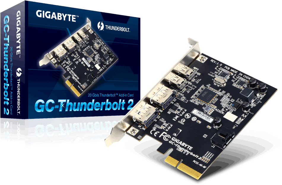 Gc-thunderbolt 2 - Gigabyte Dual-port 20gb/s Thunderbolt 2 Card For Gigabyte (1000x662), Png Download