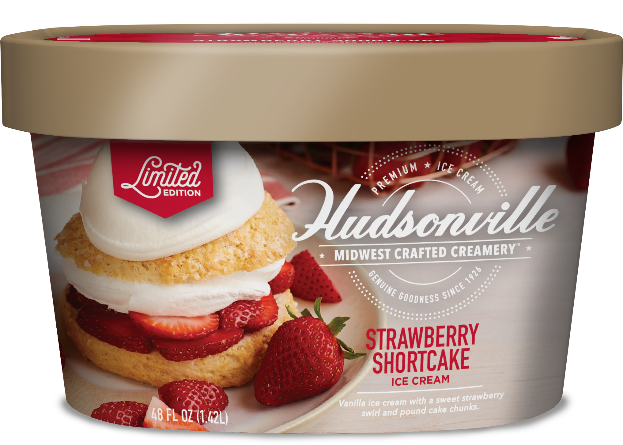 Strawberry Shortcake Carton - Hudsonville Strawberry Shortcake Ice Cream (2471x1769), Png Download