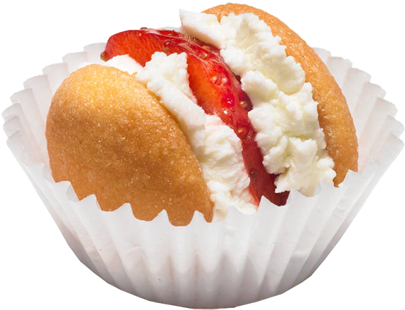 Strawberry Shortcake Bite - Cupcake (650x520), Png Download