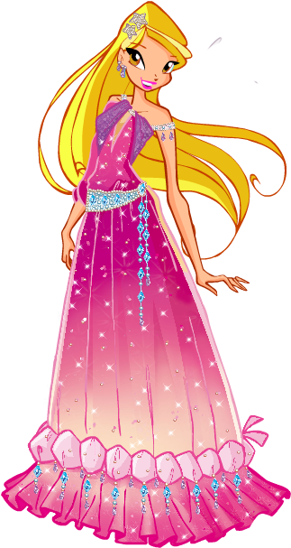 Gown Drawing Short Dress - Winx Club Stella Dress (350x610), Png Download