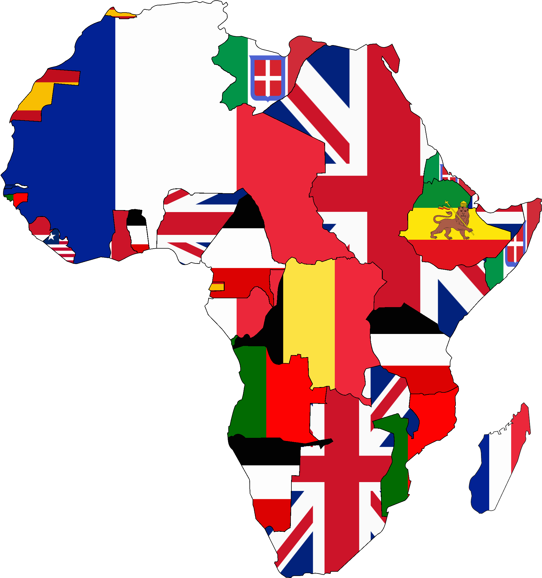 Flag Map Of Colonial Africa - Colonial Africa Flag Map (2000x2050), Png Download