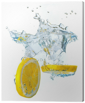 Cuadro En Lienzo Rodajas De Limón Y Cubos De Hielo - 3д Обои Лимона На Кухне (400x400), Png Download