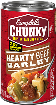 Hearty Beef Barley Soup - Campbell's Chunky Soup, Classic Chicken Noodle - 18.6 (400x366), Png Download