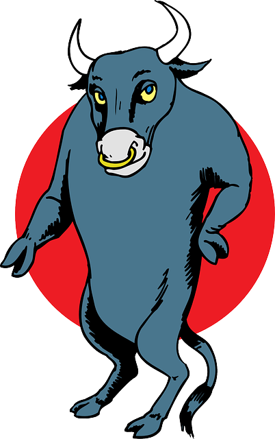 Cartoon, Bull, Standing, Horns, Animal, Tail - Bull Standing Up Cartoon (402x640), Png Download