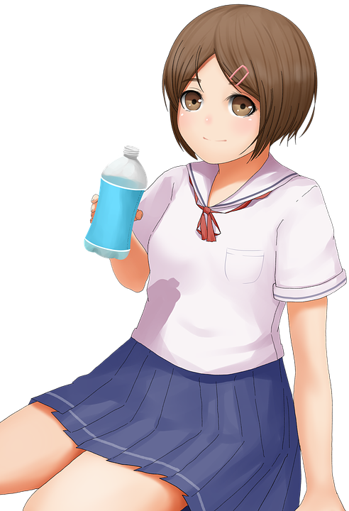 Moe, Kawaii, Cute, Women, Students, Schoolgirl - Moe (492x720), Png Download