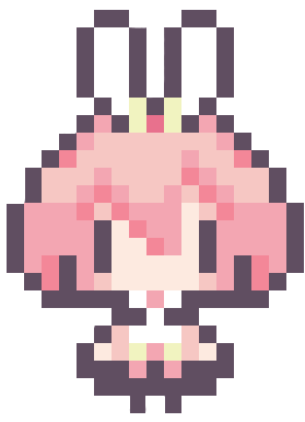 Kawaii Cute Chibi Pink Hair Crown Tiny Short Digital - Pixel Art Simple Chibi (384x384), Png Download