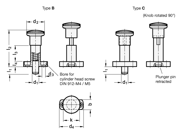 Indexing Plungers With Or Without Rest Position Gn - Assembling Locating Bushing (592x456), Png Download