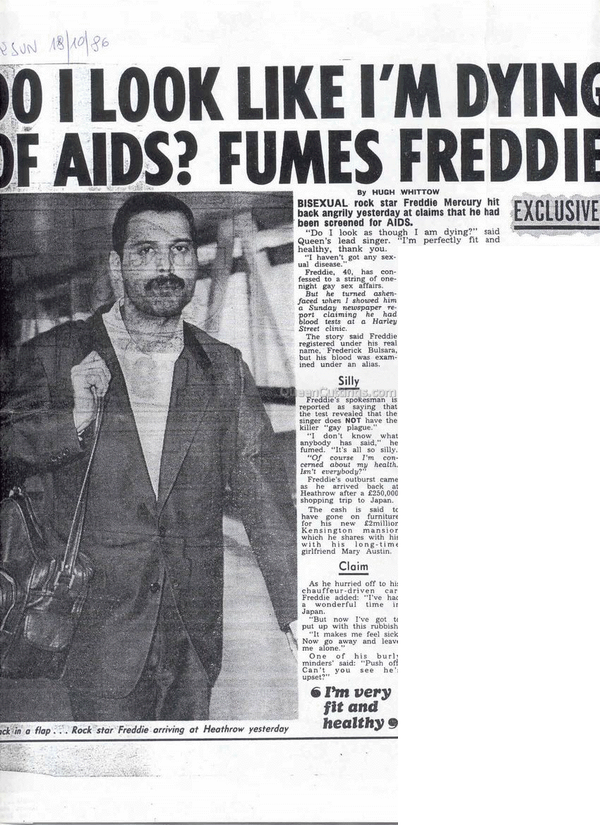 Cyrorbawmaamn1h - Freddie Mercury Aids 1986 (600x825), Png Download