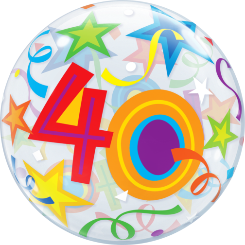 40 Brilliant Stars Bubble Balloon - 40 Birthday Balloons Png (480x480), Png Download