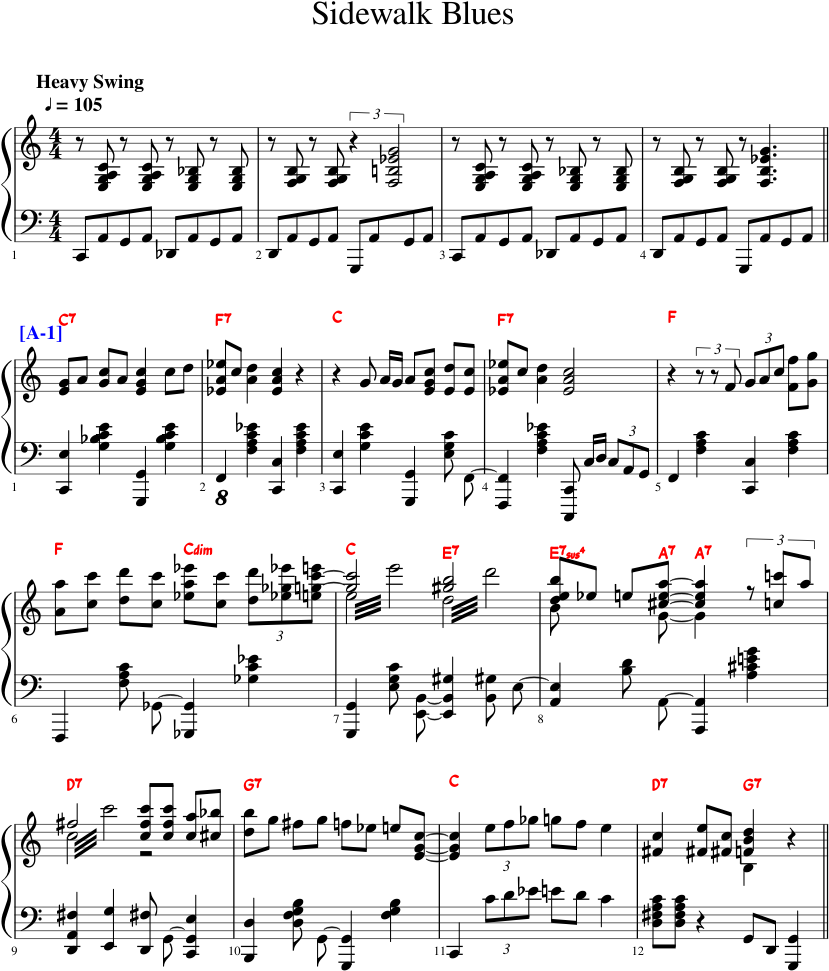 Sidewalk Blues Sheet Music 1 Of 9 Pages - Sheet Music (850x1100), Png Download
