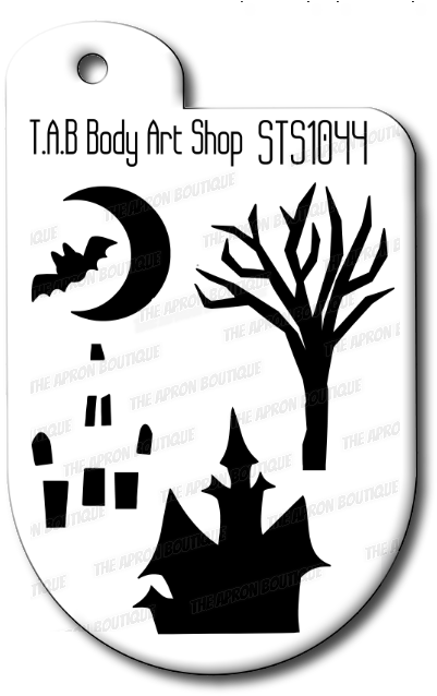 Body Art Stencils - Haunted House Clip Art (415x651), Png Download