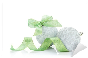 Christmas Baubles And Green Ribbon Wall Mural • Pixers® - Tree (400x400), Png Download
