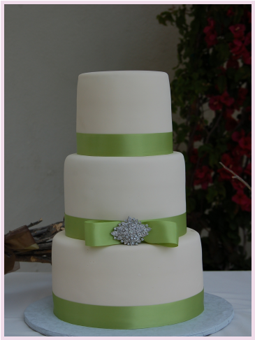 Green Ribbon Wedding Cake - Wedding Cakes With Ribbon Green (485x485), Png Download
