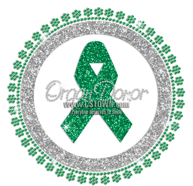 Glittering Green Ribbon For Organ Donor Iron On Rhinestone - Millies Cookies Merry Christmas (450x450), Png Download