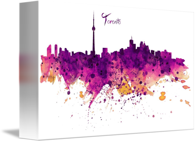 "toronto Watercolor Skyline" By Marian Voicu, Bucharest - Watercolor City Skyline Png (650x470), Png Download