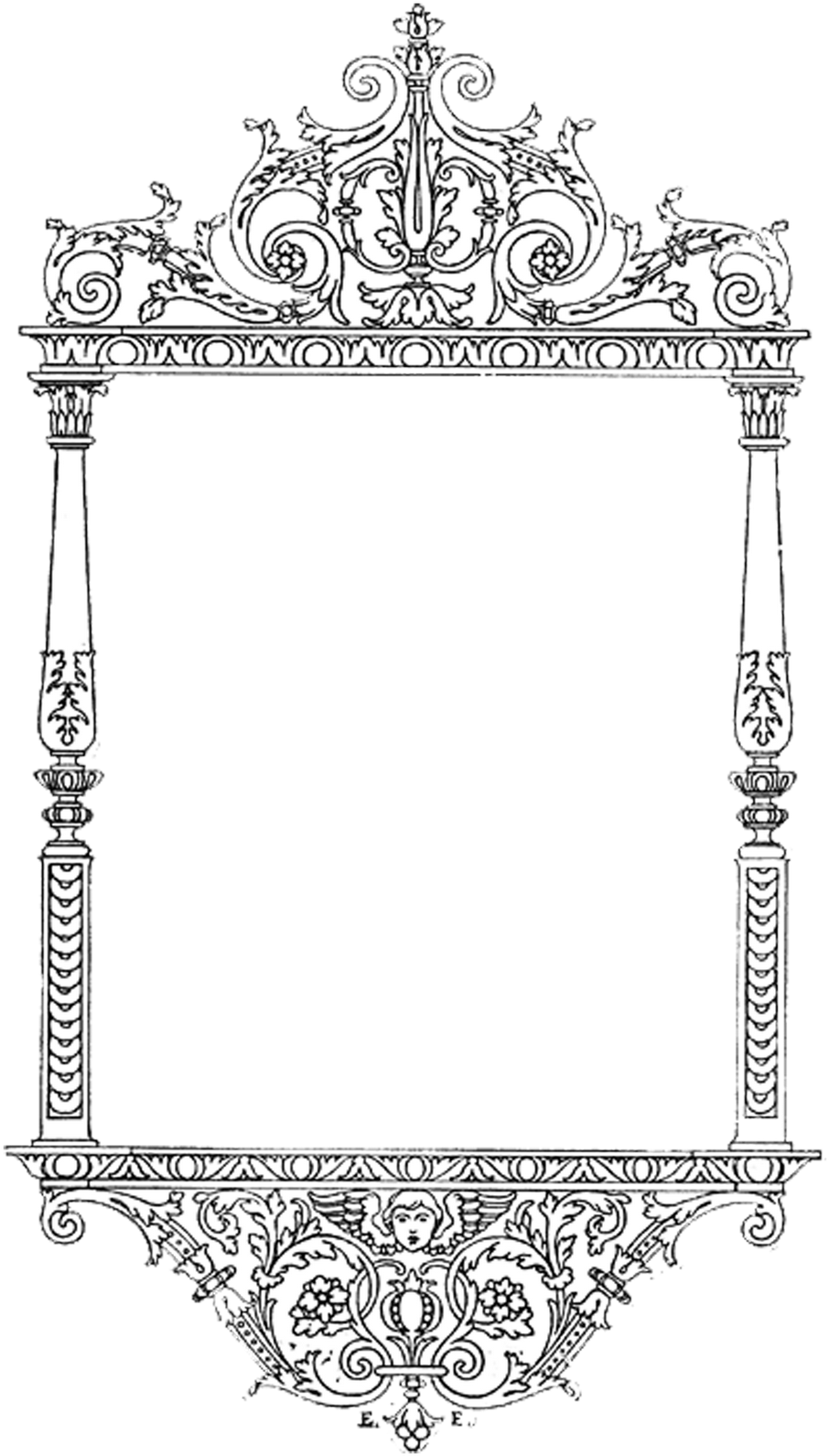 **free Vintage Digital Stamps** - Ornate Border (917x1600), Png Download