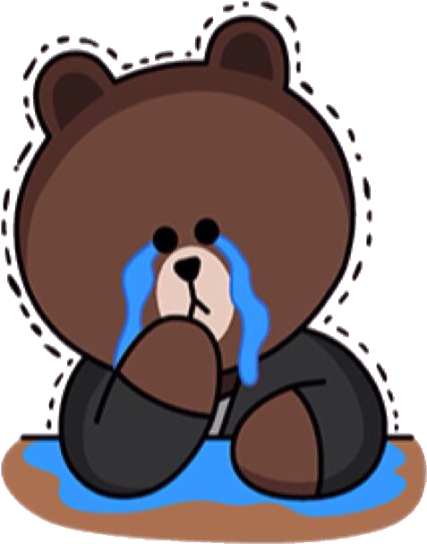 Cry-brown - Brown Bear Line Sticker (524x640), Png Download