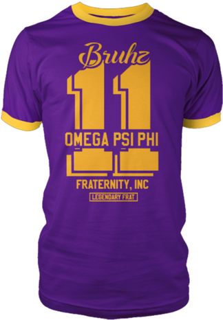 Legendary Omega Psi Phi Ringer T-shirt - Letters Greek Apparel (419x480), Png Download