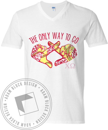 Chi Omega Bid Day Hands V-neck - Sigma Nu Snake Shirt (464x585), Png Download