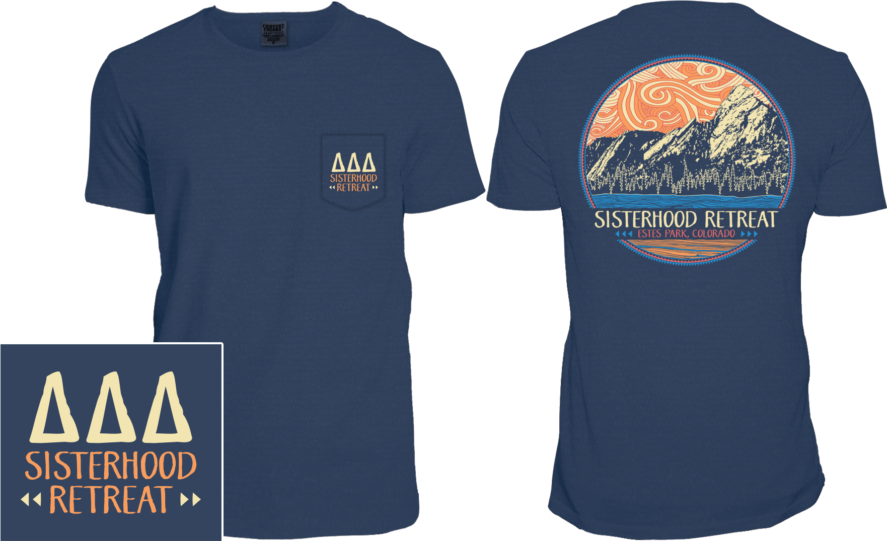 Tri Delta Comfort Colors Sisterhood Retreat Custom - Active Shirt (1784x1784), Png Download