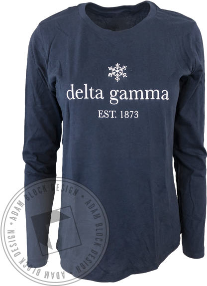Delta Gamma Snowflake Longsleeve - Long-sleeved T-shirt (464x585), Png Download