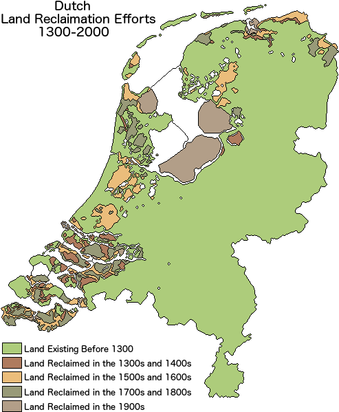 Netherlands Land Reclamation Timeline - Netherlands Nyc Land Reclamation (500x621), Png Download