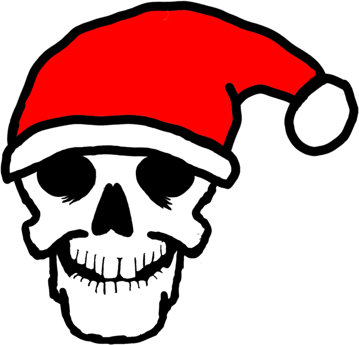 Clipart Skull Christmas - Skull With Christmas Hat (900x900), Png Download