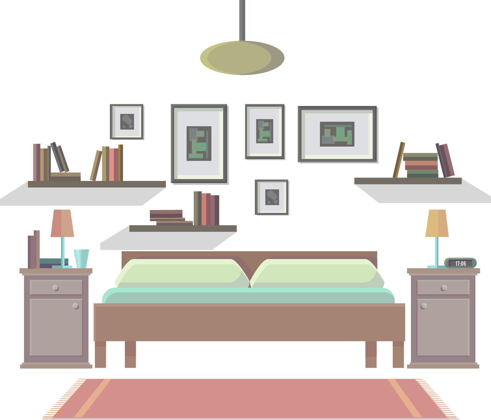 Bedroom Drawing Furniture - Angles In Bedroom Drawing (1573x1344), Png Download