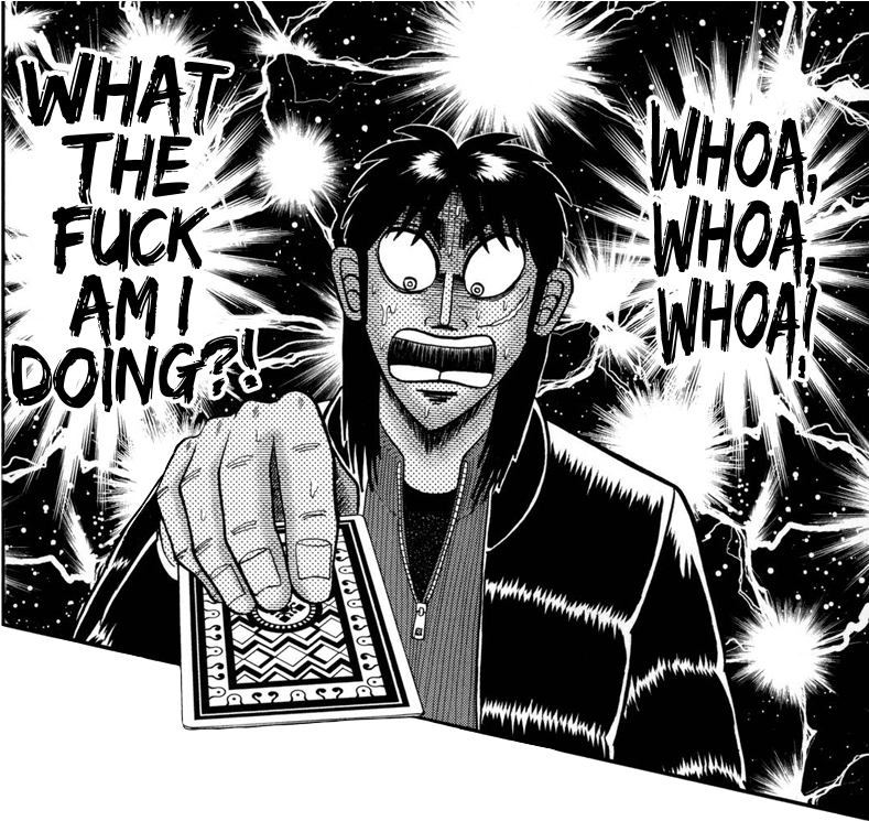 Black And White Cartoon - Kaiji Reaction (839x744), Png Download