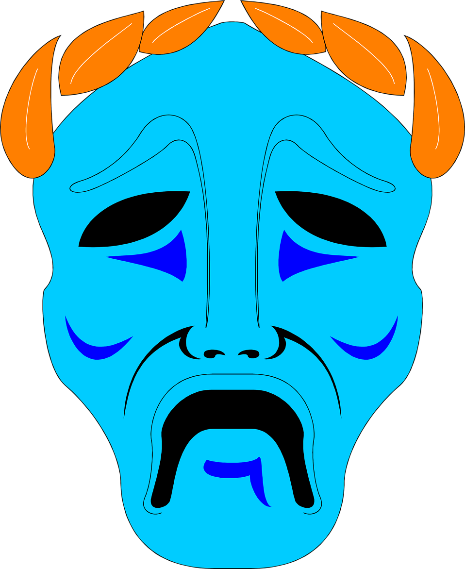 Drama Clipart Theatre Faces - Tragedy Mask Clipart (958x1172), Png Download