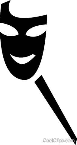 Comedy/drama Mask Royalty Free Vector Clip Art Illustration - Theatre (255x480), Png Download