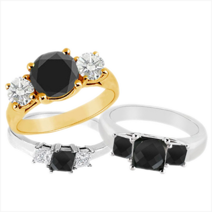Black Diamond Three Stone Ring (422x422), Png Download