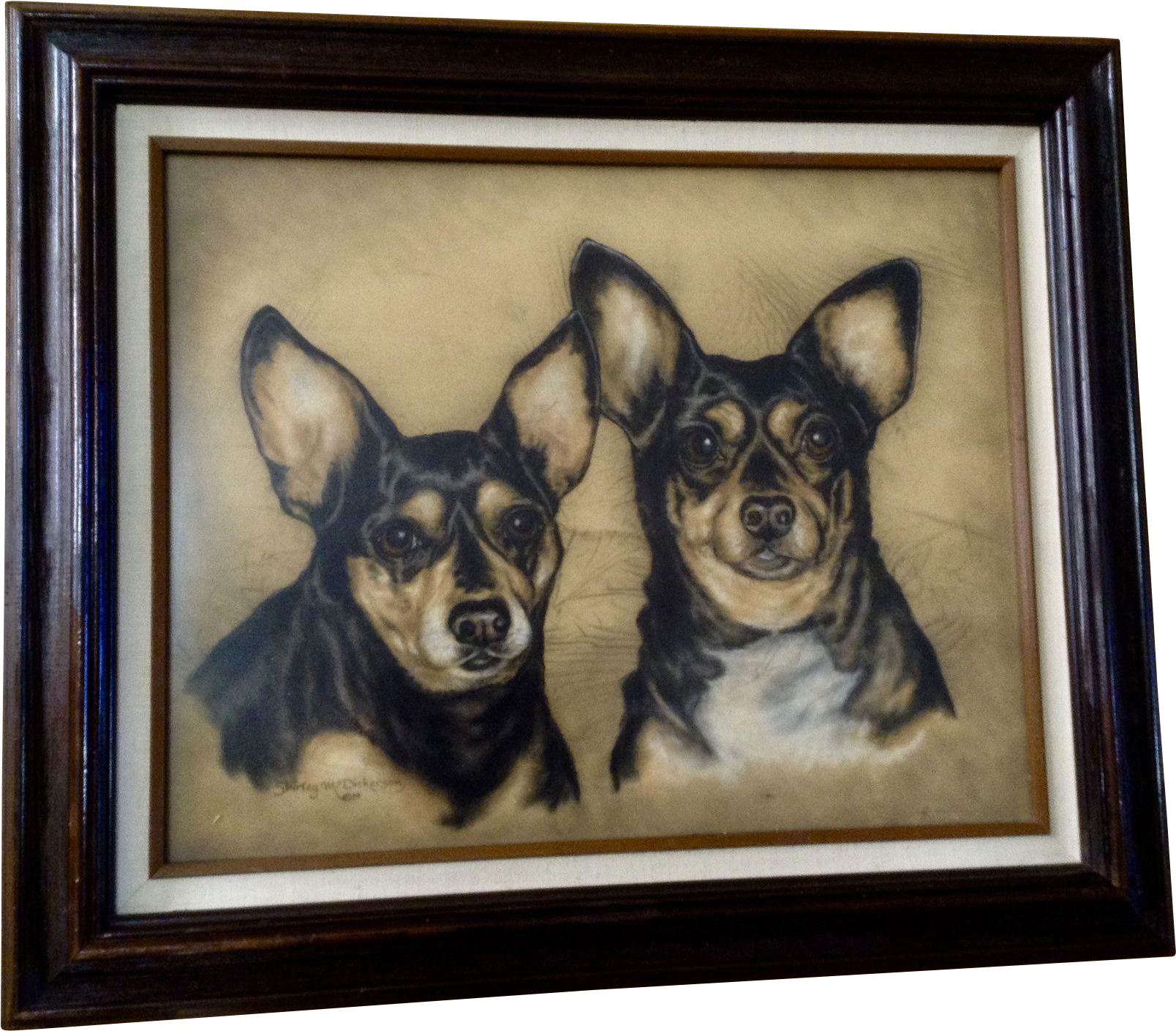 Dickerson Black Chihuahua Dogs Pastel Painting Works - Painting (1607x1607), Png Download