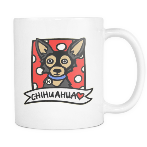 Cartoon Chihuahua Coffee Mug - Coffee Cup (480x480), Png Download