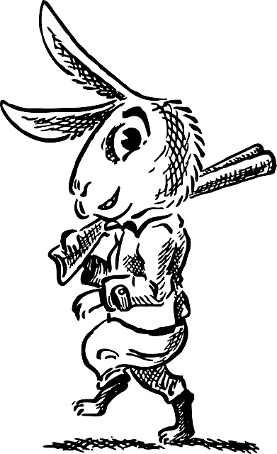 Cartoon, Bunny, Rabbit, Hare, Animal, Comic, Hunter - Dibujo Conejo Con Escopeta (391x640), Png Download